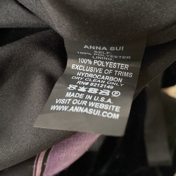 Anna Sui shimmer and velvet mod style Art Deco print purple dress S - Picture 8 of 9